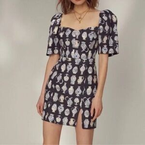 Aritzia Wilfred Linen Mini Dress Vase Print Size 4